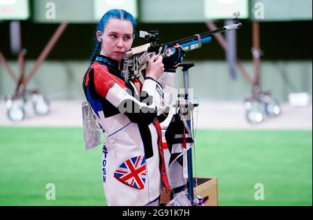 Great Britain's Seonaid McIntosh in action during the 10m Air Rifle Women's Qualification at the Asaka Shooting Range on the first day of the Tokyo 2020 Olympic Games in Japan. Picture date: Saturday July 24, 2021. Stock Photo