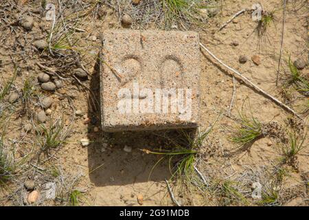 Cemetery grave marker, Fort Fred Steele State Historic Site, Wyoming Stock Photo