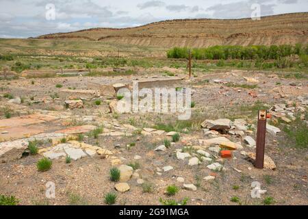 Fort ruins, Fort Fred Steele State Historic Site, Wyoming Stock Photo