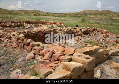 Fort ruins, Fort Fred Steele State Historic Site, Wyoming Stock Photo