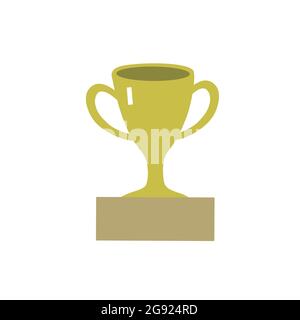 Golden winner cup in doodle hand drawn cartoon style isolated on white background.  Stock Vector