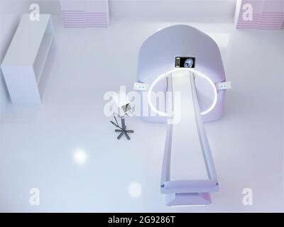 multi detector CT Scanner ( Computed Tomography ) isolated on purple ...