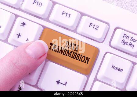 Sign displaying Data Transmission. Internet Concept sending data electronically over a communications network Abstract Fixing Internet Problem Stock Photo