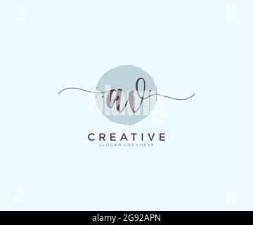 AV Feminine logo beauty monogram and elegant logo design, handwriting logo of initial signature, wedding, fashion, floral and botanical with creative Stock Vector