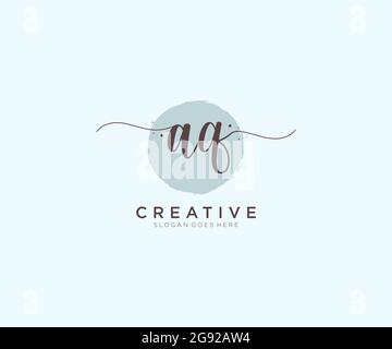 AQ Feminine logo beauty monogram and elegant logo design, handwriting logo of initial signature, wedding, fashion, floral and botanical with creative Stock Vector