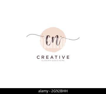 CN Feminine logo beauty monogram and elegant logo design, handwriting logo of initial signature, wedding, fashion, floral and botanical with creative Stock Vector