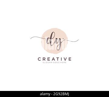 DY Feminine logo beauty monogram and elegant logo design, handwriting logo of initial signature, wedding, fashion, floral and botanical with creative Stock Vector