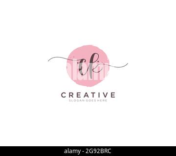 CK Feminine logo beauty monogram and elegant logo design, handwriting logo of initial signature, wedding, fashion, floral and botanical with creative Stock Vector