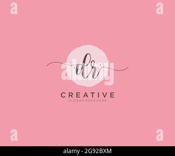 DR Feminine logo beauty monogram and elegant logo design, handwriting logo of initial signature, wedding, fashion, floral and botanical with creative Stock Vector