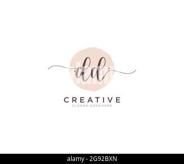 DD Feminine logo beauty monogram and elegant logo design, handwriting logo of initial signature, wedding, fashion, floral and botanical with creative Stock Vector