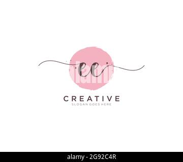 EE Feminine logo beauty monogram and elegant logo design, handwriting logo of initial signature, wedding, fashion, floral and botanical with creative Stock Vector