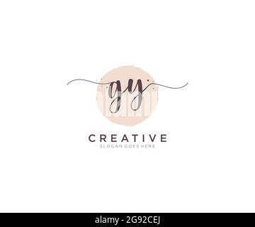 GY Feminine logo beauty monogram and elegant logo design, handwriting logo of initial signature, wedding, fashion, floral and botanical with creative Stock Vector