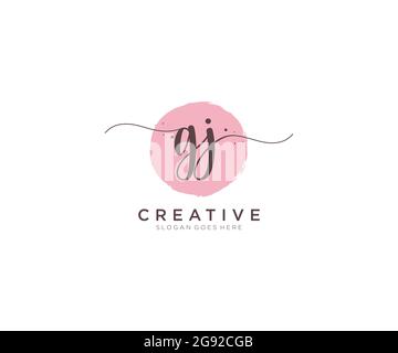 GJ Feminine logo beauty monogram and elegant logo design, handwriting logo of initial signature, wedding, fashion, floral and botanical with creative Stock Vector