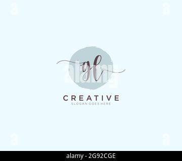 GL Feminine logo beauty monogram and elegant logo design, handwriting logo of initial signature, wedding, fashion, floral and botanical with creative Stock Vector