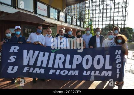 Enrico Letta The Secretary Of The Partito Democratico In Naples To Meet The Candidate For Mayor Of Naples Gaetano Manfredi And His Supporters In The Streets Of The Historic Centre Of