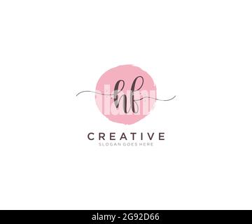 HF Feminine logo beauty monogram and elegant logo design, handwriting logo of initial signature, wedding, fashion, floral and botanical with creative Stock Vector