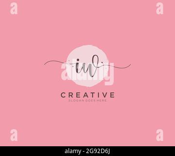 IW Feminine logo beauty monogram and elegant logo design, handwriting logo of initial signature, wedding, fashion, floral and botanical with creative Stock Vector