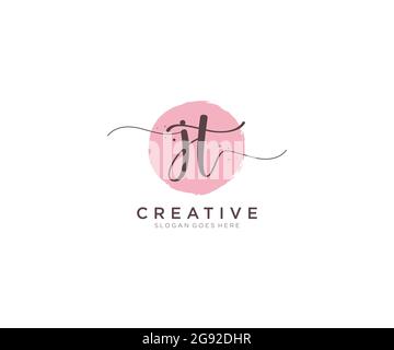 JT Feminine logo beauty monogram and elegant logo design, handwriting logo of initial signature, wedding, fashion, floral and botanical with creative Stock Vector