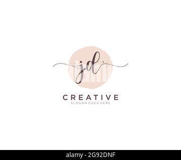 JD Feminine logo beauty monogram and elegant logo design, handwriting logo of initial signature, wedding, fashion, floral and botanical with creative Stock Vector