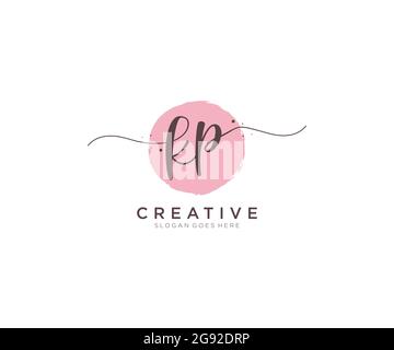 KP Feminine logo beauty monogram and elegant logo design, handwriting logo of initial signature, wedding, fashion, floral and botanical with creative Stock Vector