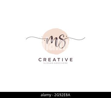 MS Feminine logo beauty monogram and elegant logo design, handwriting logo of initial signature, wedding, fashion, floral and botanical with creative Stock Vector