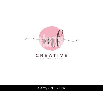 MF Feminine logo beauty monogram and elegant logo design, handwriting logo of initial signature, wedding, fashion, floral and botanical with creative Stock Vector