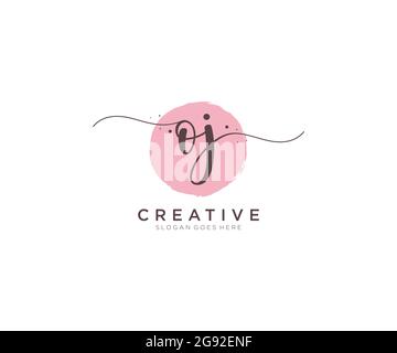 OJ Feminine logo beauty monogram and elegant logo design, handwriting logo of initial signature, wedding, fashion, floral and botanical with creative Stock Vector