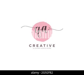 QA Feminine logo beauty monogram and elegant logo design, handwriting logo of initial signature, wedding, fashion, floral and botanical with creative Stock Vector