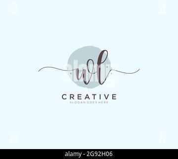 WL Feminine logo beauty monogram and elegant logo design, handwriting logo of initial signature, wedding, fashion, floral and botanical with creative Stock Vector