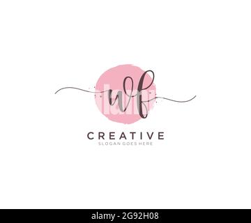 WF Feminine logo beauty monogram and elegant logo design, handwriting logo of initial signature, wedding, fashion, floral and botanical with creative Stock Vector