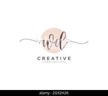 WD Feminine logo beauty monogram and elegant logo design, handwriting logo of initial signature, wedding, fashion, floral and botanical with creative Stock Vector