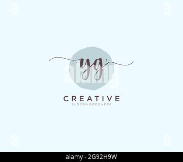 YG Feminine logo beauty monogram and elegant logo design, handwriting logo of initial signature, wedding, fashion, floral and botanical with creative Stock Vector