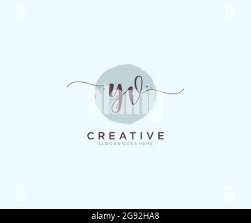 YV Feminine logo beauty monogram and elegant logo design, handwriting logo of initial signature, wedding, fashion, floral and botanical with creative Stock Vector