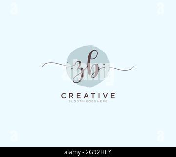 ZB Feminine logo beauty monogram and elegant logo design, handwriting logo of initial signature, wedding, fashion, floral and botanical with creative Stock Vector