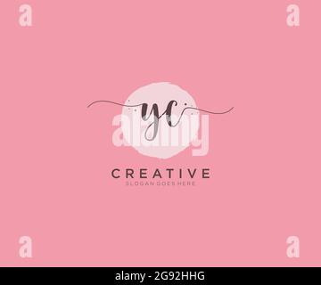 YC Feminine logo beauty monogram and elegant logo design, handwriting logo of initial signature, wedding, fashion, floral and botanical with creative Stock Vector