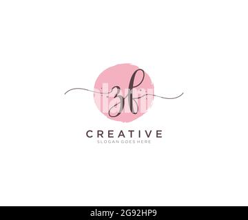 ZF Feminine logo beauty monogram and elegant logo design, handwriting logo of initial signature, wedding, fashion, floral and botanical with creative Stock Vector