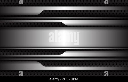 Abstract silver geometric line futuristic shadow on dark grey circle mesh design modern luxury futuristic technology background vector illustration. Stock Vector