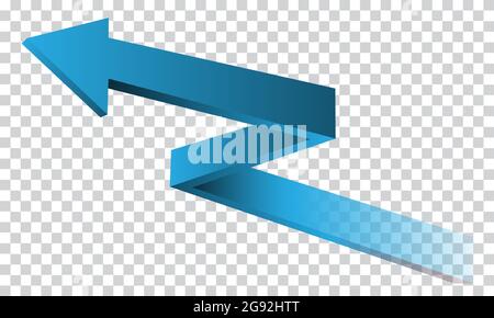 Blue arrow 3D direction on transparent background vector illustration. Stock Vector