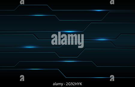 Abstract blue metallic black line circuit cyber with light power design modern futuristic technology background vector illustration. Stock Vector