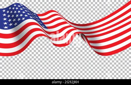 United state of America flag wave on transparent background vector illustration. Stock Vector
