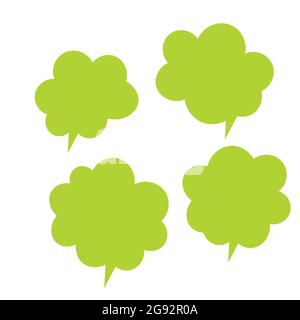 Set of color speech bubbles. Cartoon Vector illustration. Isolated on transparent white background. Hand draw style, dialog clouds Stock Vector