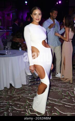 Miami, USA. 23rd July, 2021. HOLLYWOOD, FLORIDA - JULY 23: Olivia Culpo attends the Sports Illustrated Swimsuit celebration of the launch of the 2021 Issue at Seminole Hard Rock Hotel & Casino on July 23, 2021 in Hollywood, Florida. (Photo by Alberto E. Tamargo/Sipa USA) Credit: Sipa USA/Alamy Live News Stock Photo