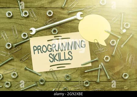 Sign displaying Programming Skills. Conceptual photo skills vital to write a program so computer can process New Ideas Brainstoming Maintenance Stock Photo
