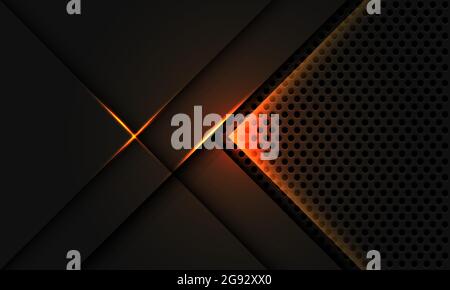 Abstract grey metallic overlap yellow light circle mesh design modern luxury futuristic technology background vector illustration. Stock Vector