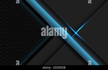 Abstract grey metallic overlap blue light circle mesh design modern luxury futuristic technology background vector illustration. Stock Vector