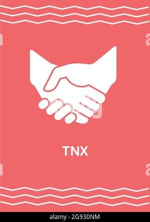 Thanks for friendship greeting card with glyph icon element Stock Vector