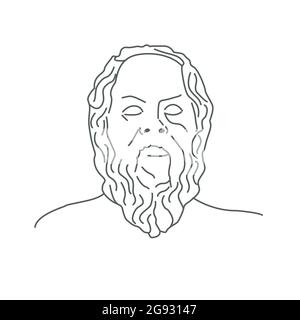 Bust of Socrates the Greek philosopher from Athens city one of the founders of Western philosophy Stock Vector
