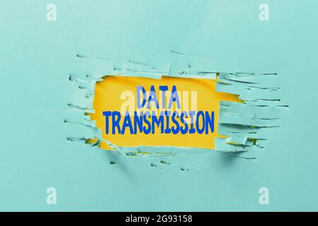Writing displaying text Data Transmission. Business concept sending data electronically over a communications network Brainstorming New Ideas And Stock Photo