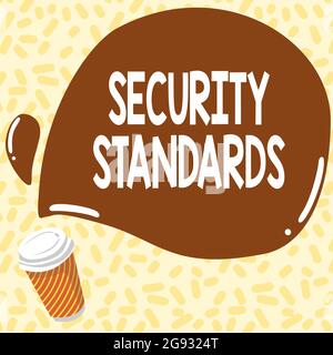 Text showing inspiration Security Standards, Concept meaning the scope of security functions and features needed Colorful Design Displaying Message, A Stock Photo