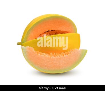 Yellow melon isolated on white background Stock Photo